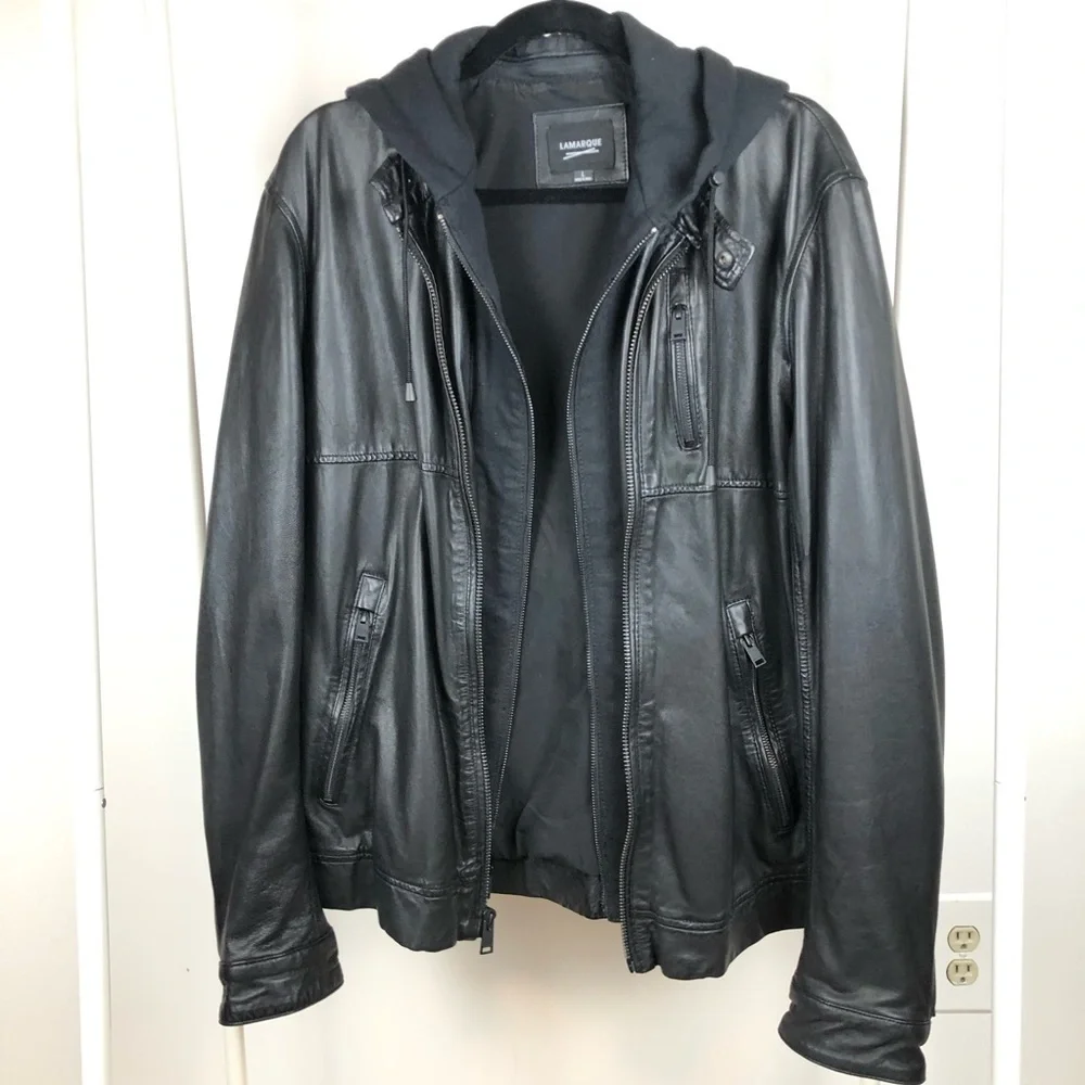 - LAMARQUE 100% Lambskin Leather Slayer Moto Jacket With Removable Hoodie …